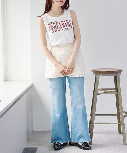 w closet 花卉蕾絲 迷你半身裙