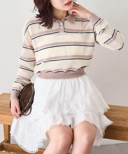 w closet 條紋POLO針織上衣