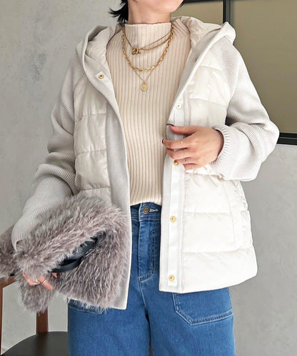 棉填充針織連帽夾克