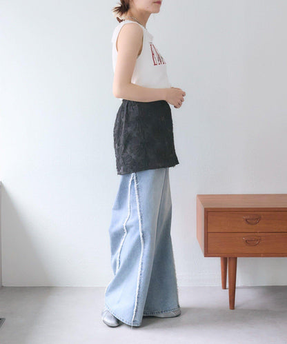 w closet 花卉蕾絲 迷你半身裙