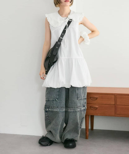 褶皺領 氣球廓形 連衣裙