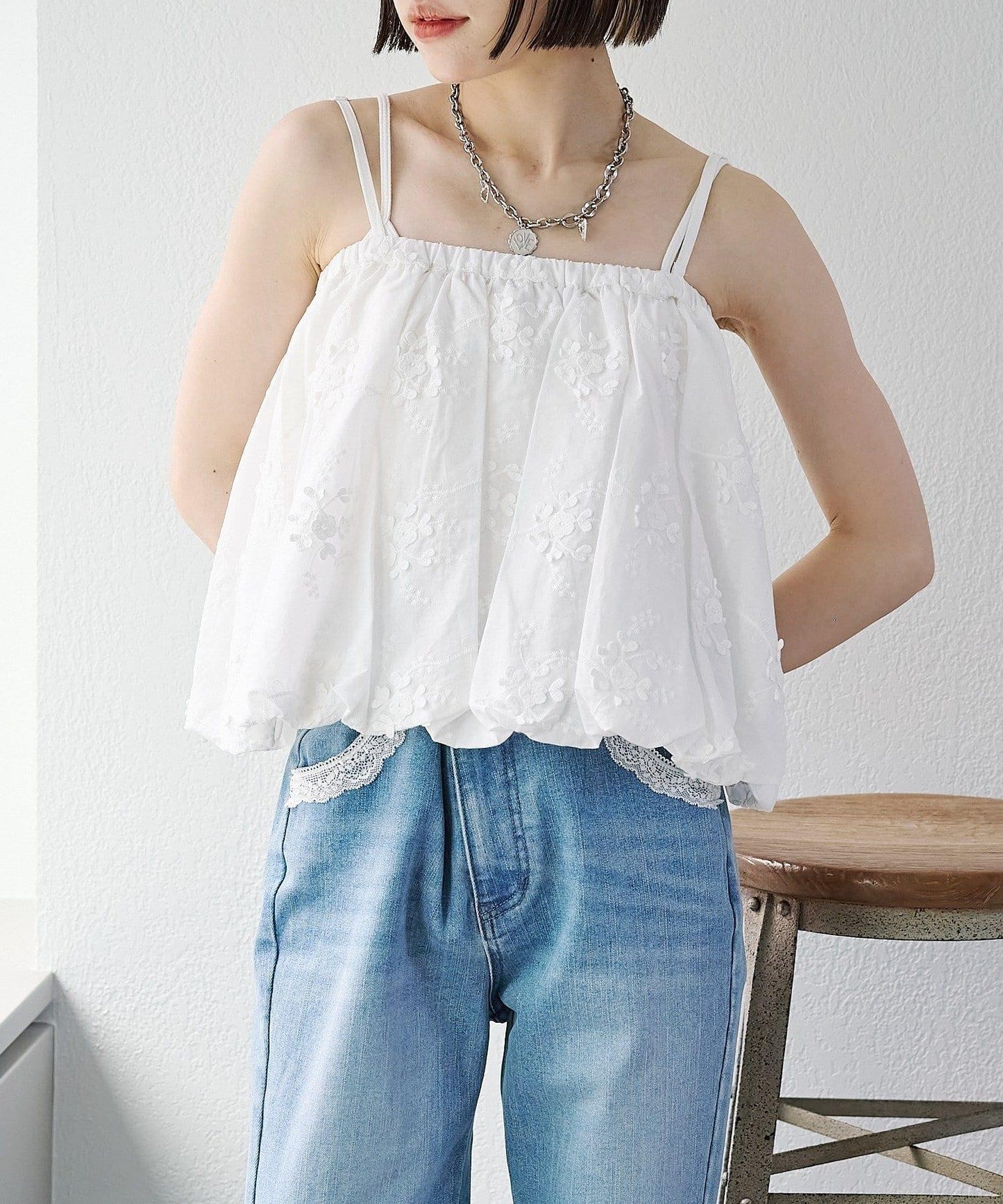 2WAY 氣球廓形 蕾絲 吊帶背心