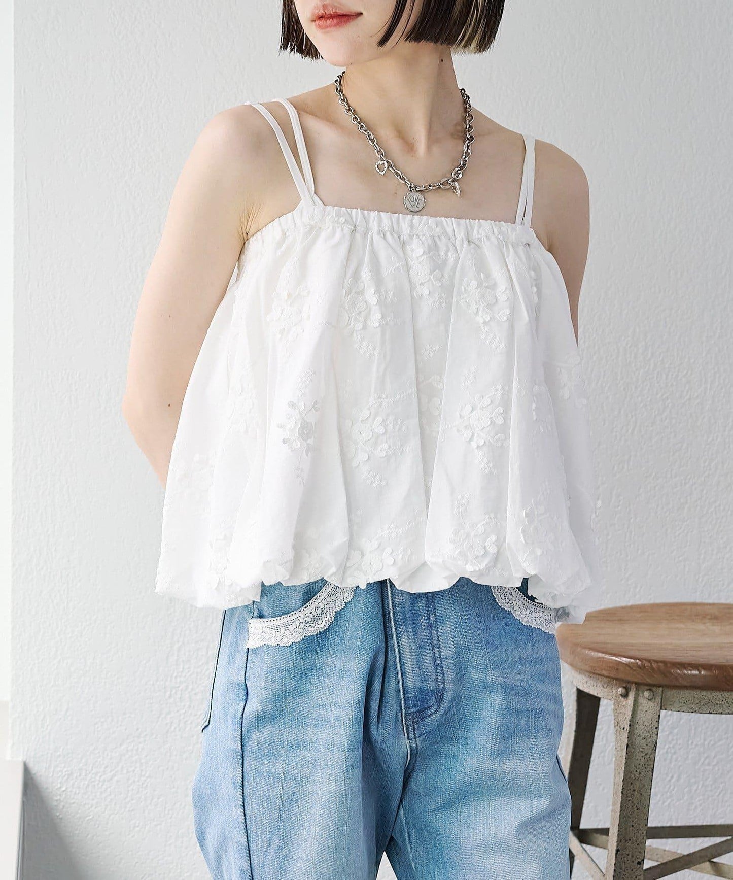 2WAY 氣球廓形 蕾絲 吊帶背心