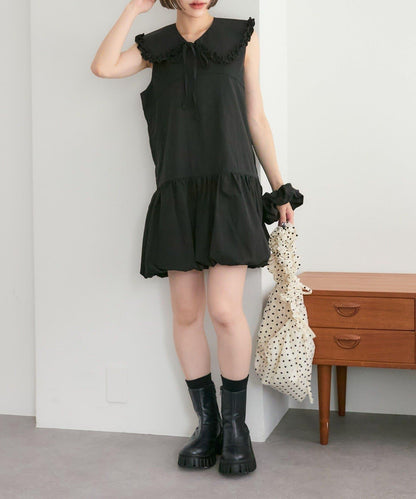 褶皺領 氣球廓形 連衣裙