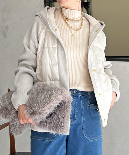 棉填充針織連帽夾克