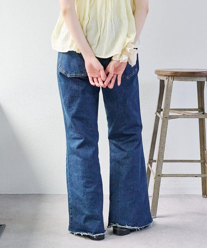 蕾絲拼接 喇叭 牛仔 褲子