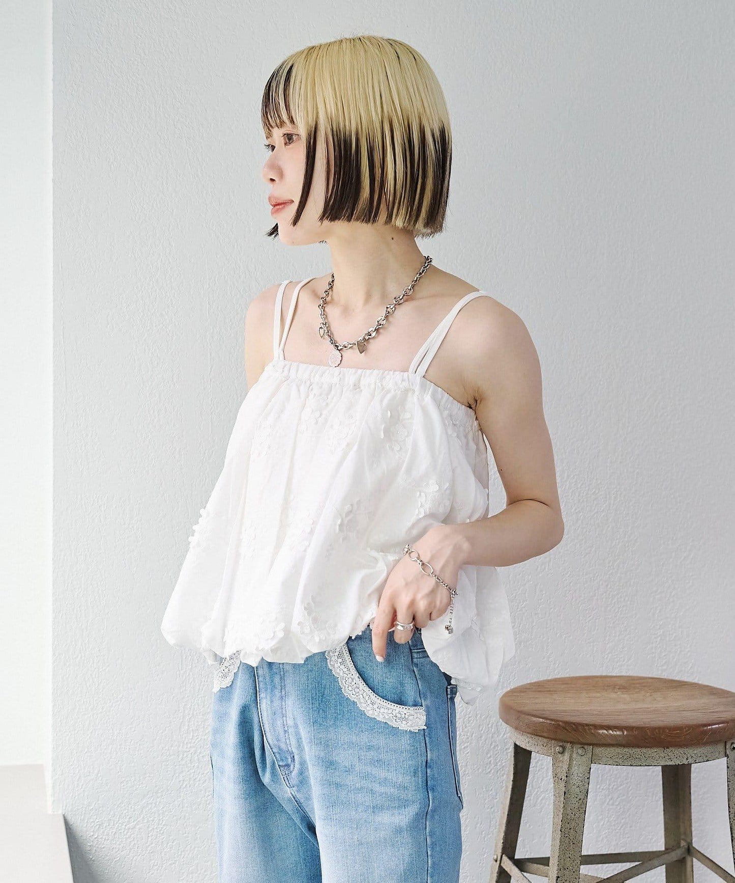 2WAY 氣球廓形 蕾絲 吊帶背心