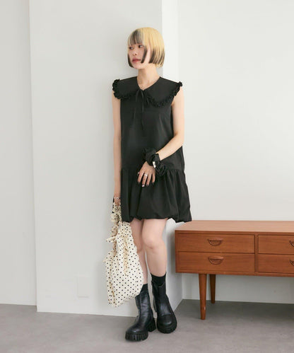 褶皺領 氣球廓形 連衣裙