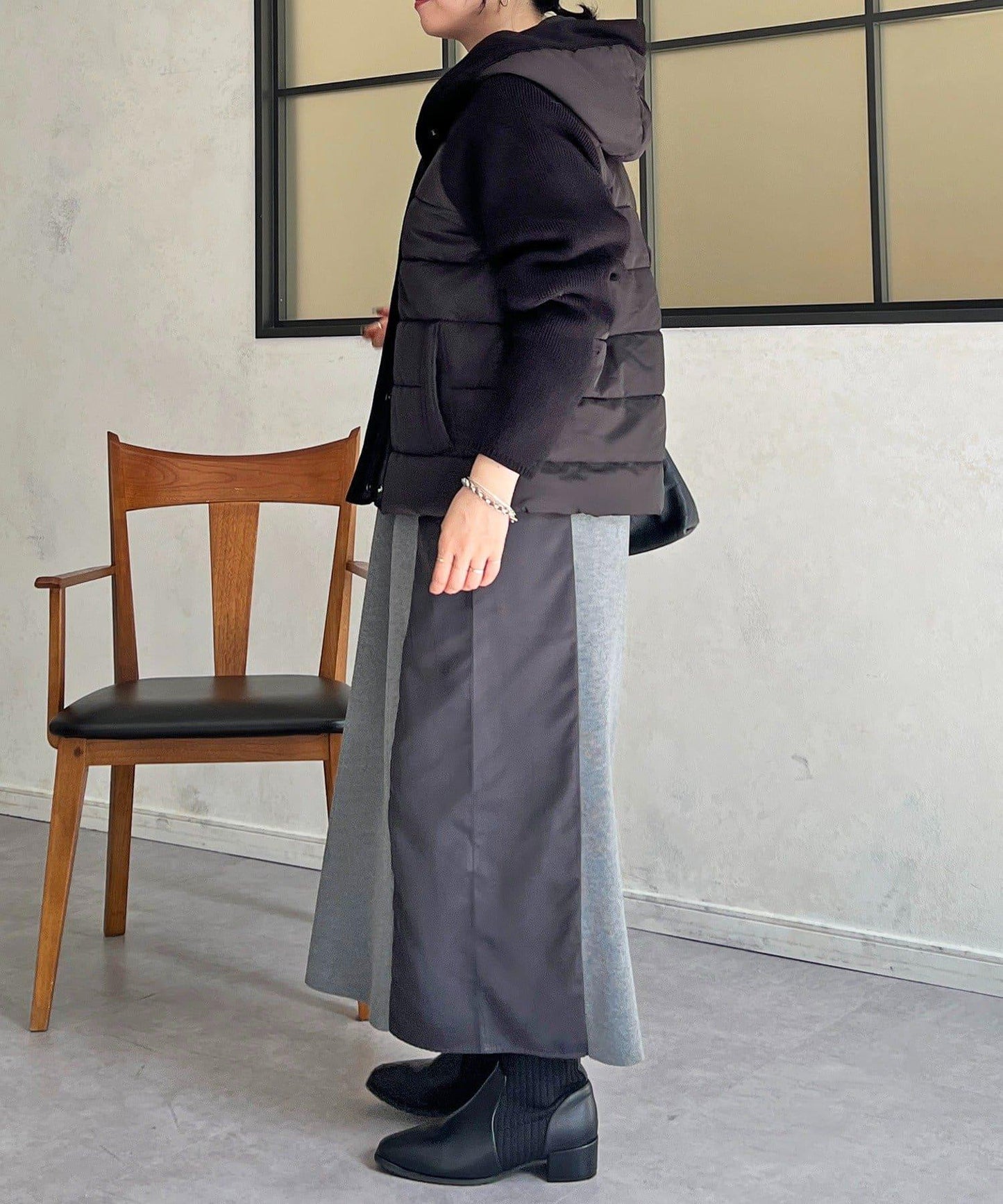 棉填充針織連帽夾克