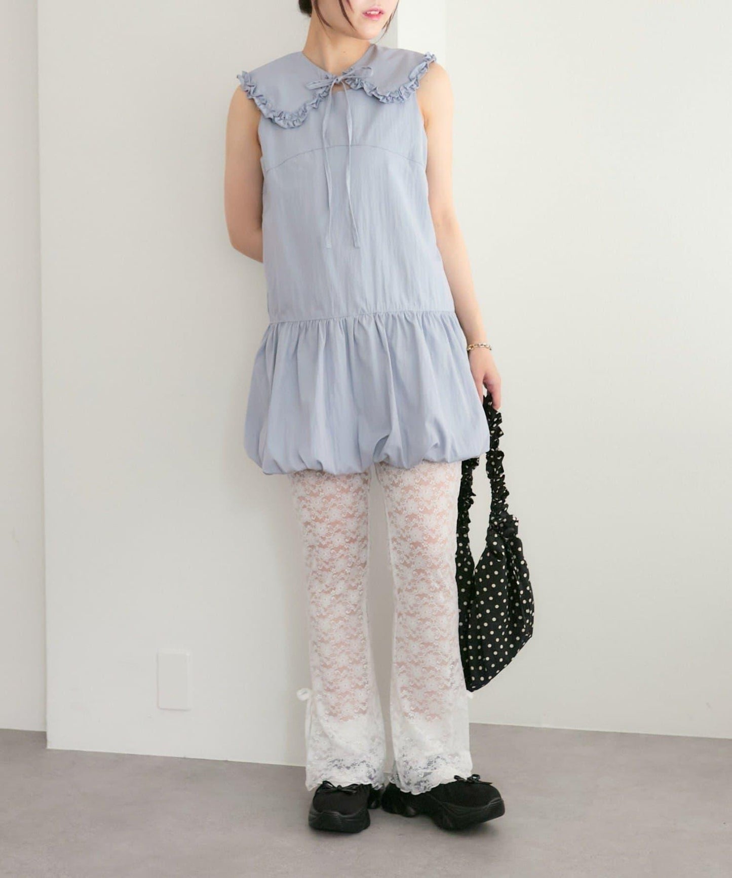 褶皺領 氣球廓形 連衣裙