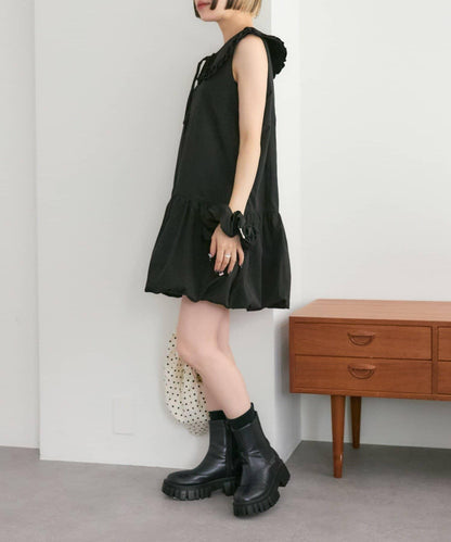 褶皺領 氣球廓形 連衣裙