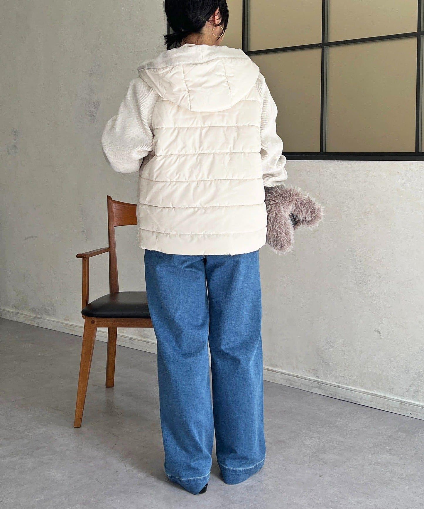 棉填充針織連帽夾克