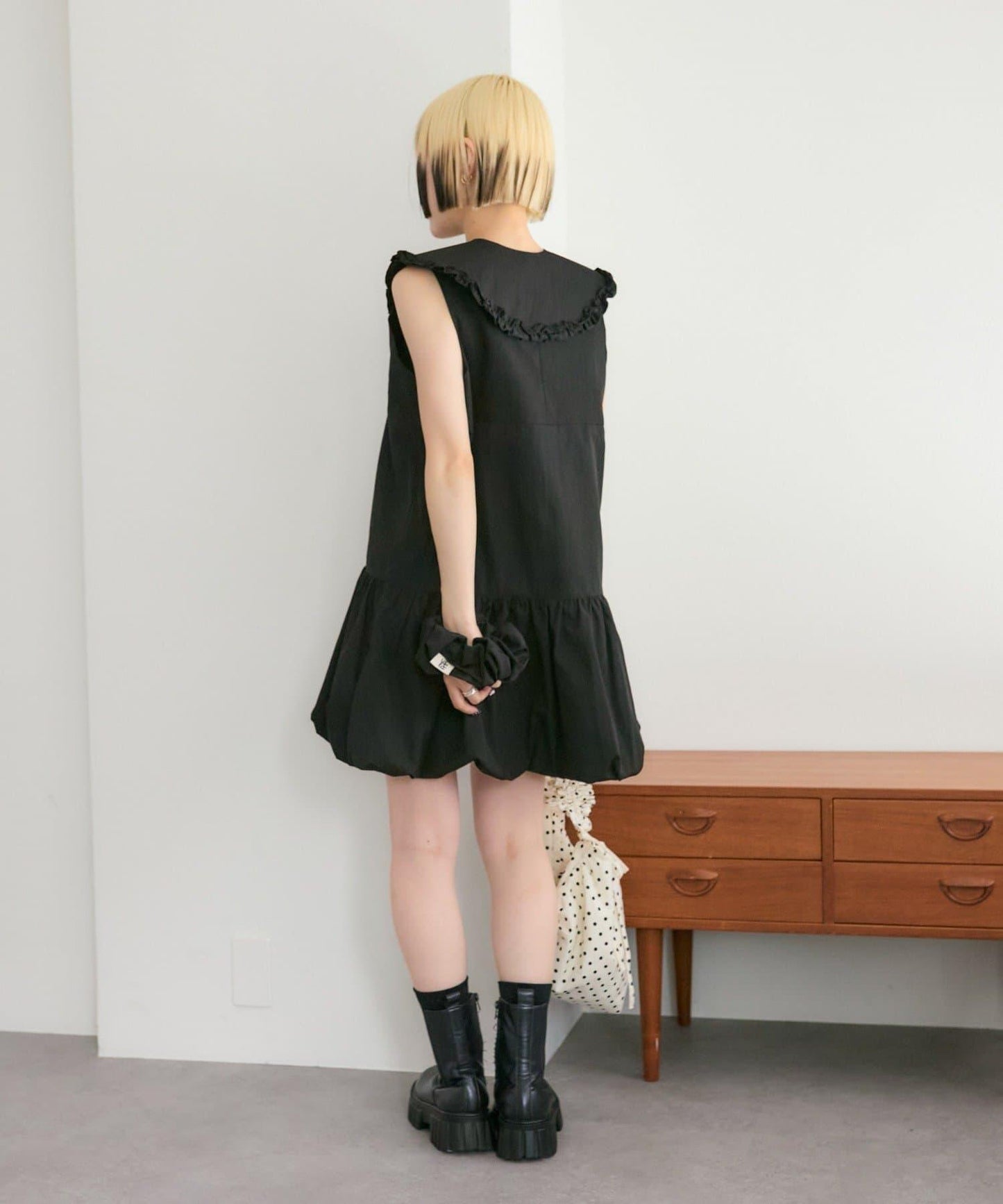 褶皺領 氣球廓形 連衣裙