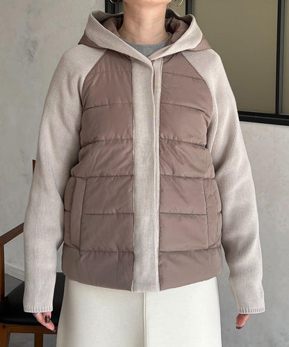 棉填充針織連帽夾克