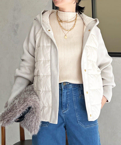 棉填充針織連帽夾克