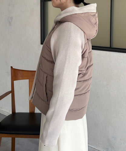 棉填充針織連帽夾克