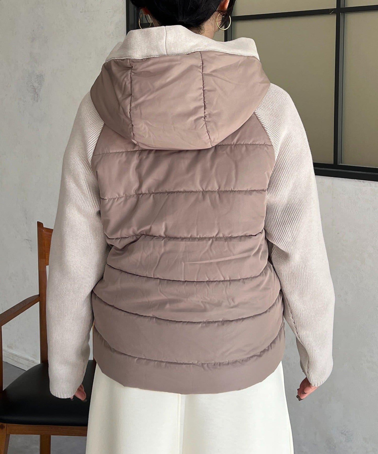 棉填充針織連帽夾克