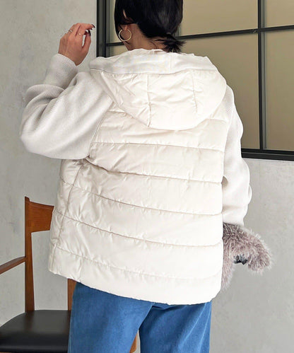 棉填充針織連帽夾克