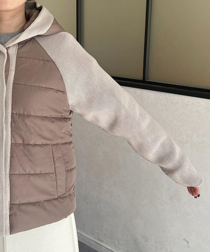 棉填充針織連帽夾克