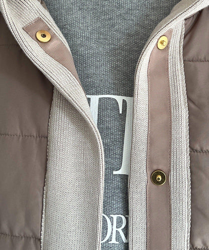 棉填充針織連帽夾克