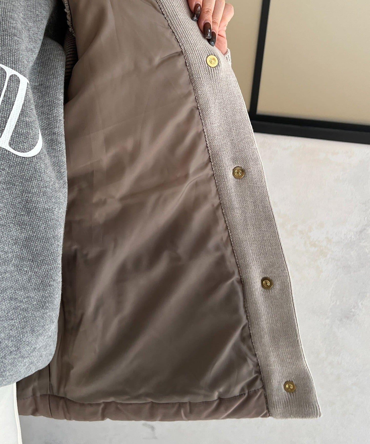 棉填充針織連帽夾克