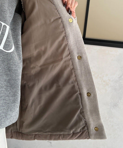 棉填充針織連帽夾克