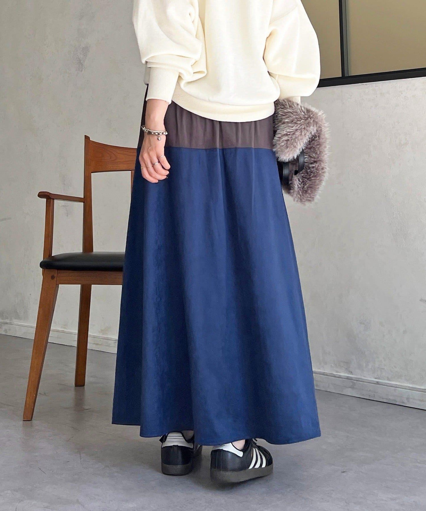 拼色麂皮半身裙