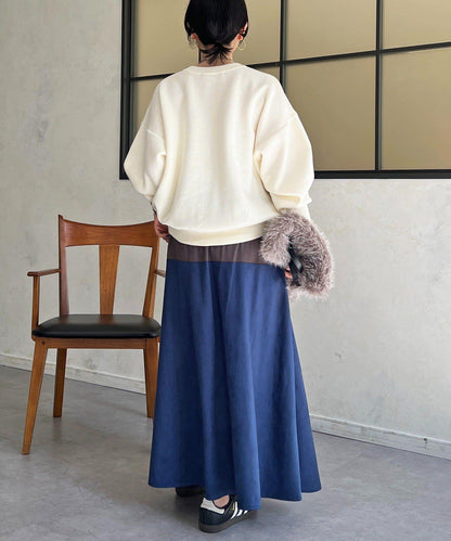 拼色麂皮半身裙