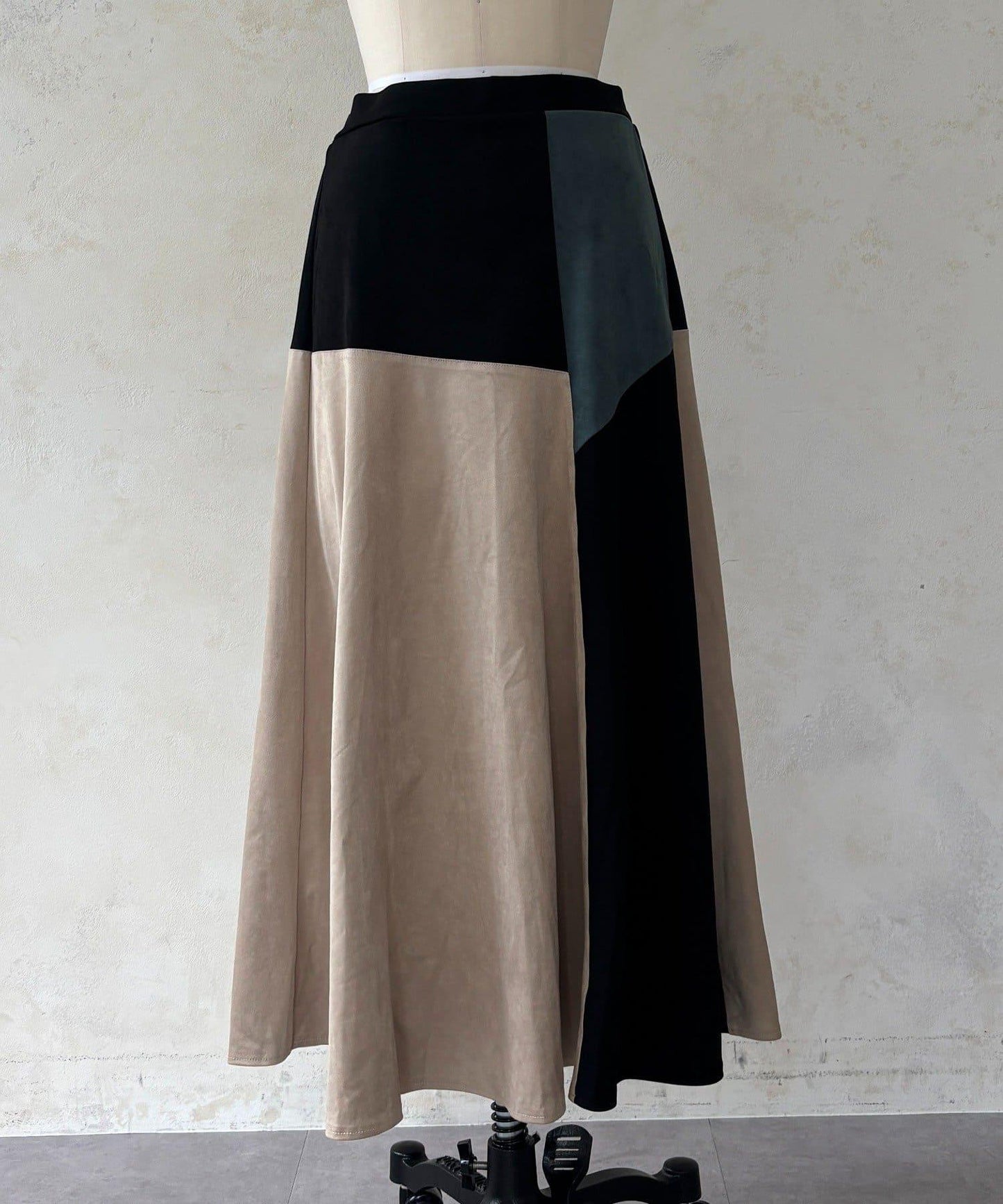 拼色麂皮半身裙