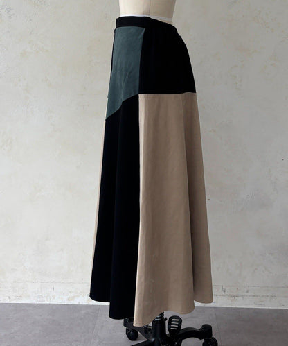 拼色麂皮半身裙