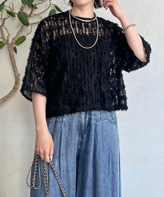 透視流蘇套頭衫