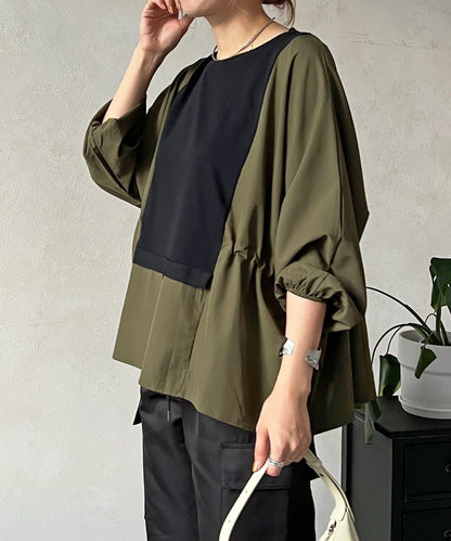 長袖拼接套頭衫