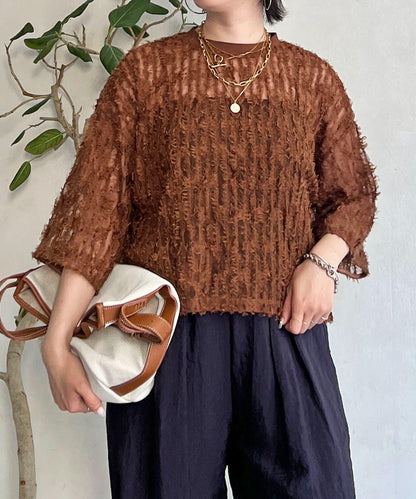 透視流蘇套頭衫