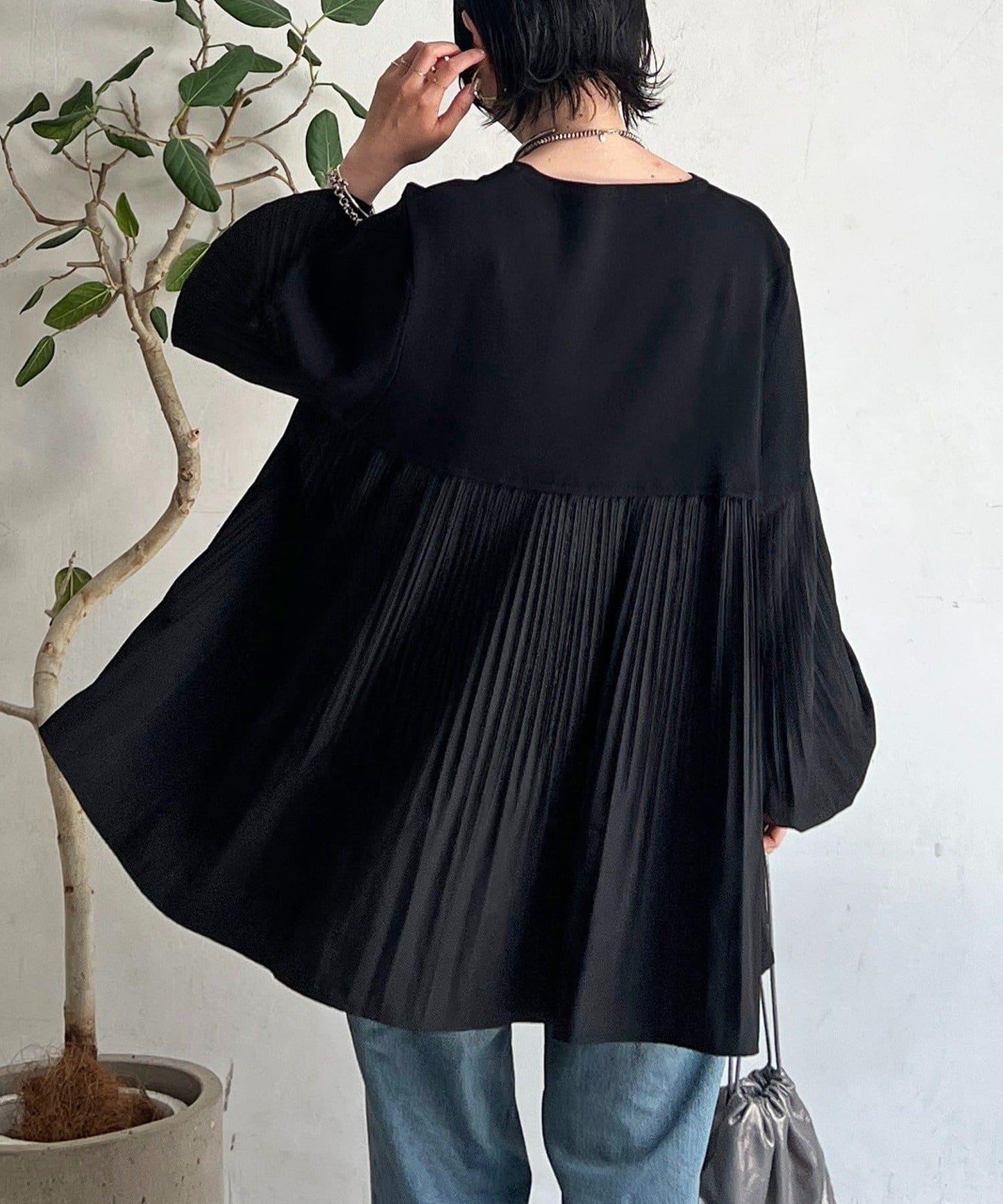 襯衫拼接針織套頭衫