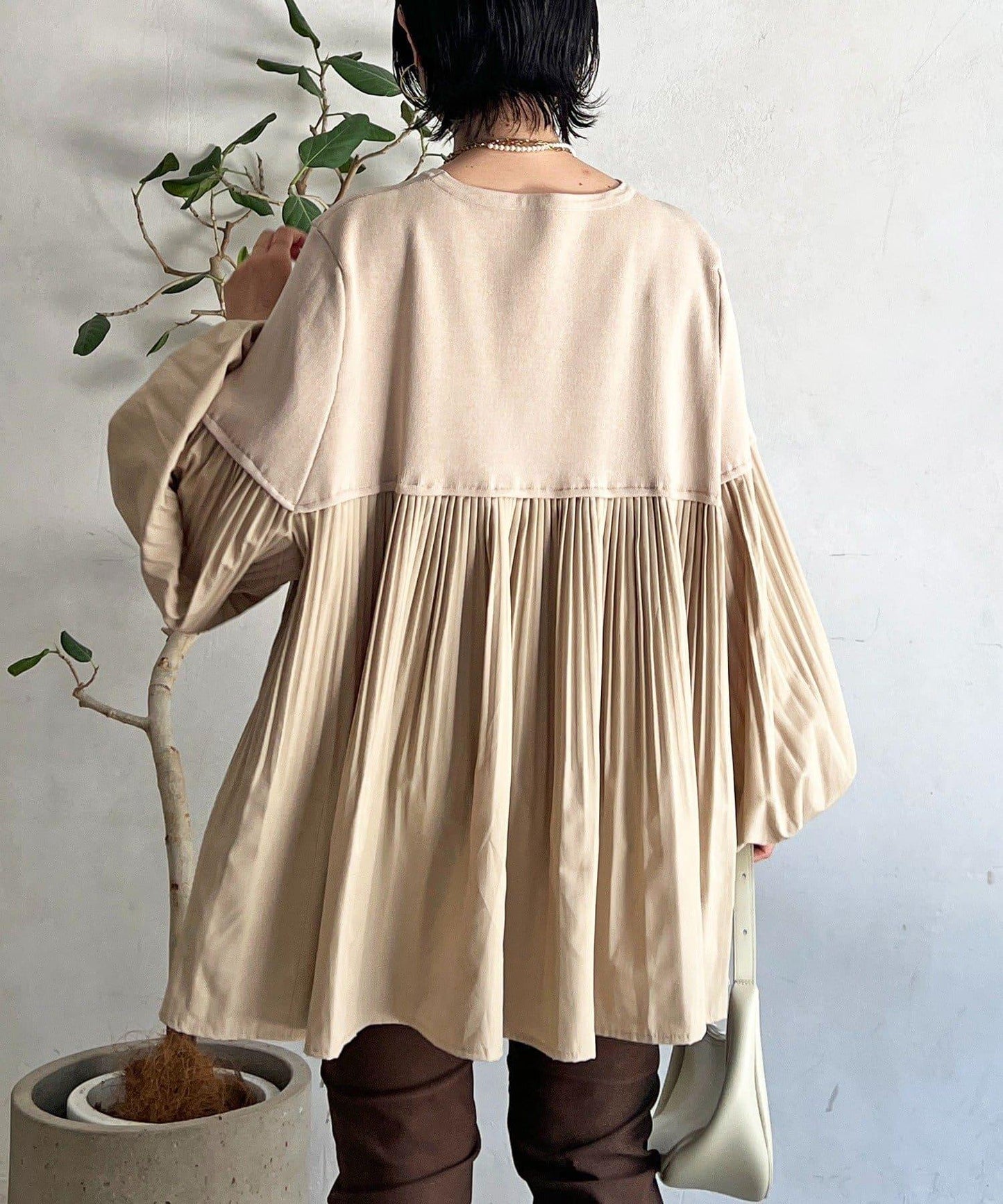 襯衫拼接針織套頭衫