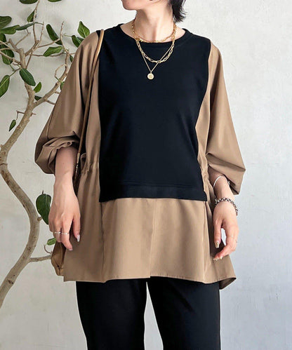 長袖拼接套頭衫