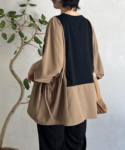 長袖拼接套頭衫