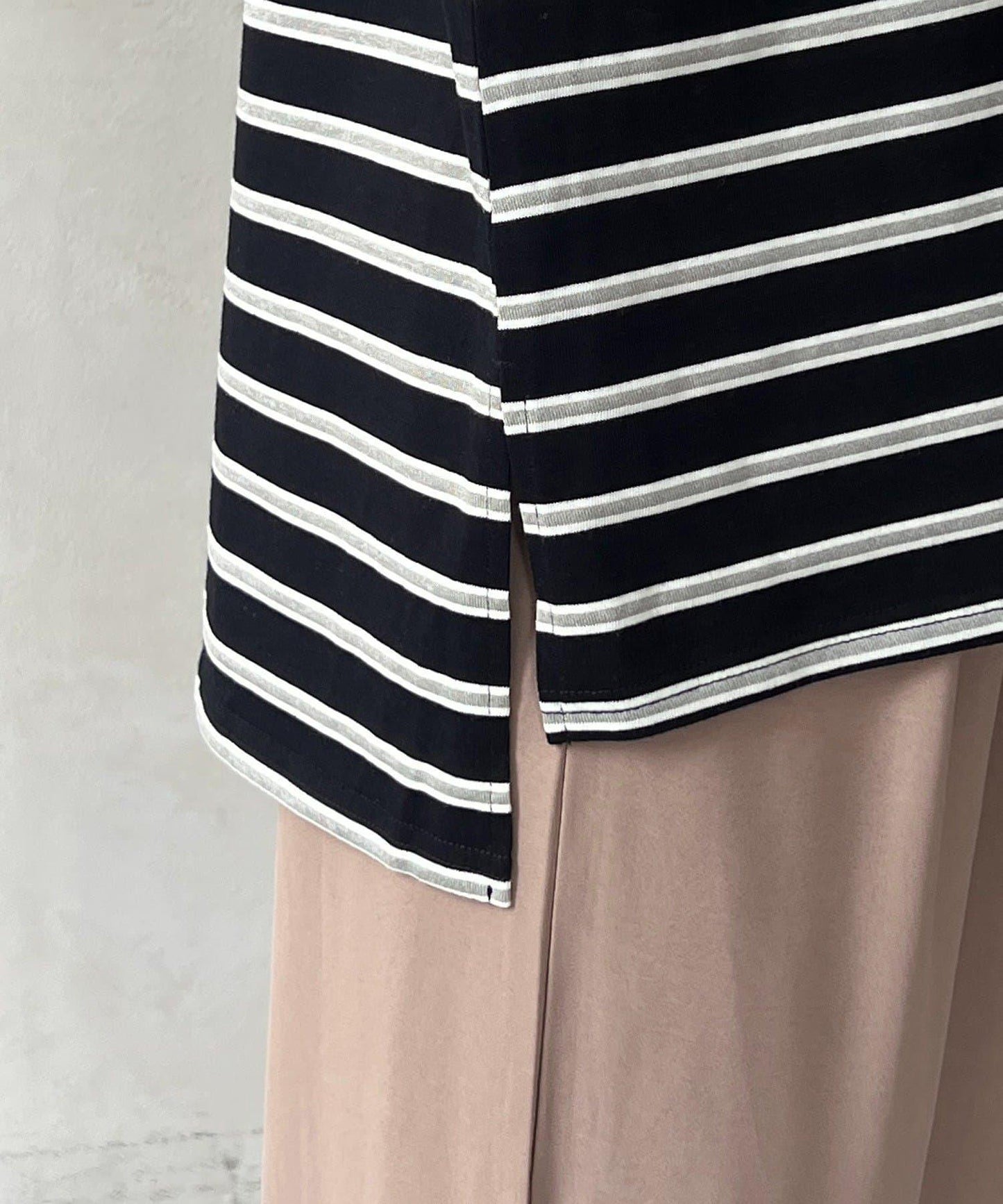 拉鍊條紋長袖套頭衫