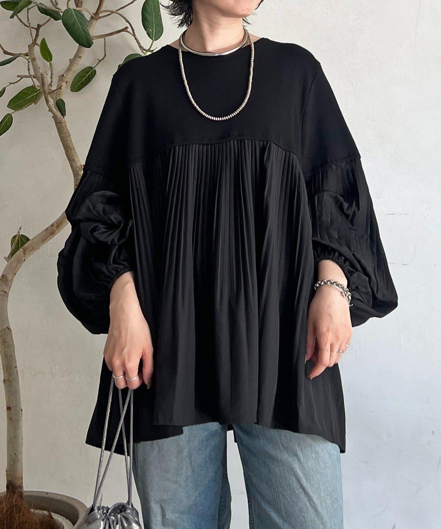 襯衫拼接針織套頭衫