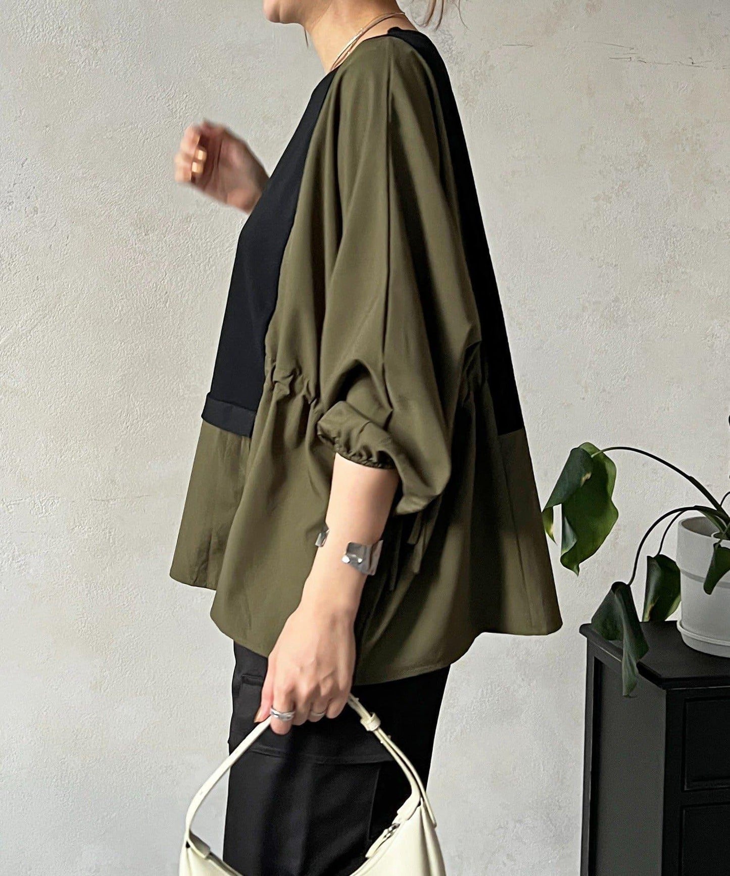 長袖拼接套頭衫