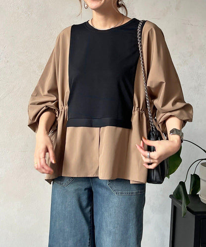 長袖拼接套頭衫