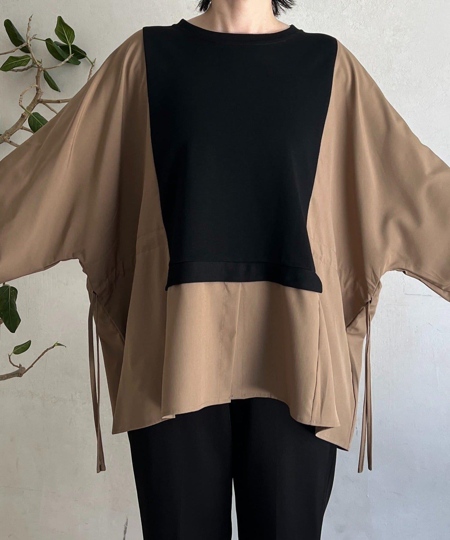 長袖拼接套頭衫