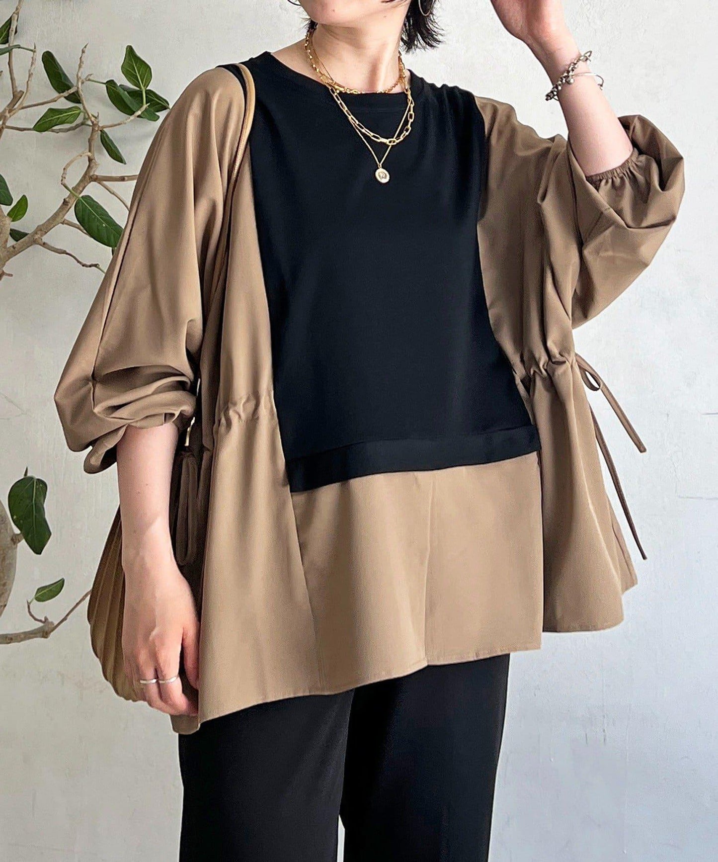 長袖拼接套頭衫