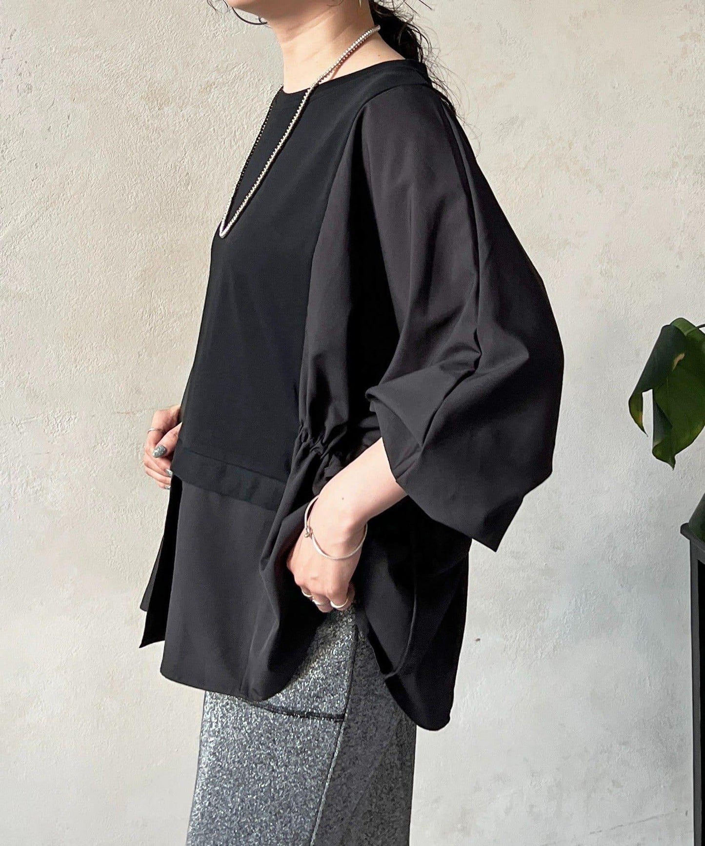 長袖拼接套頭衫