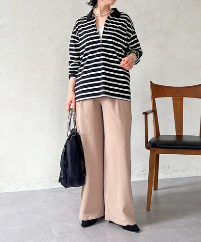 拉鍊條紋長袖套頭衫