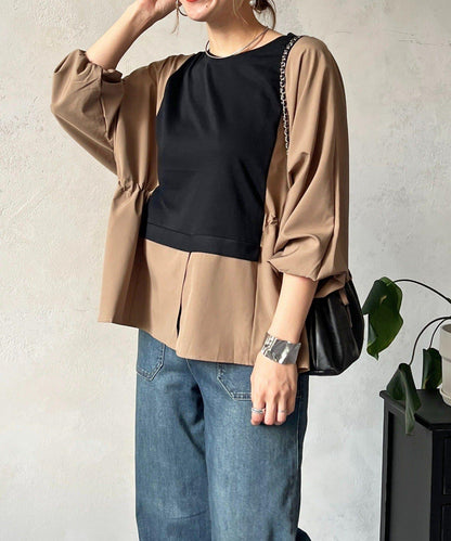 長袖拼接套頭衫