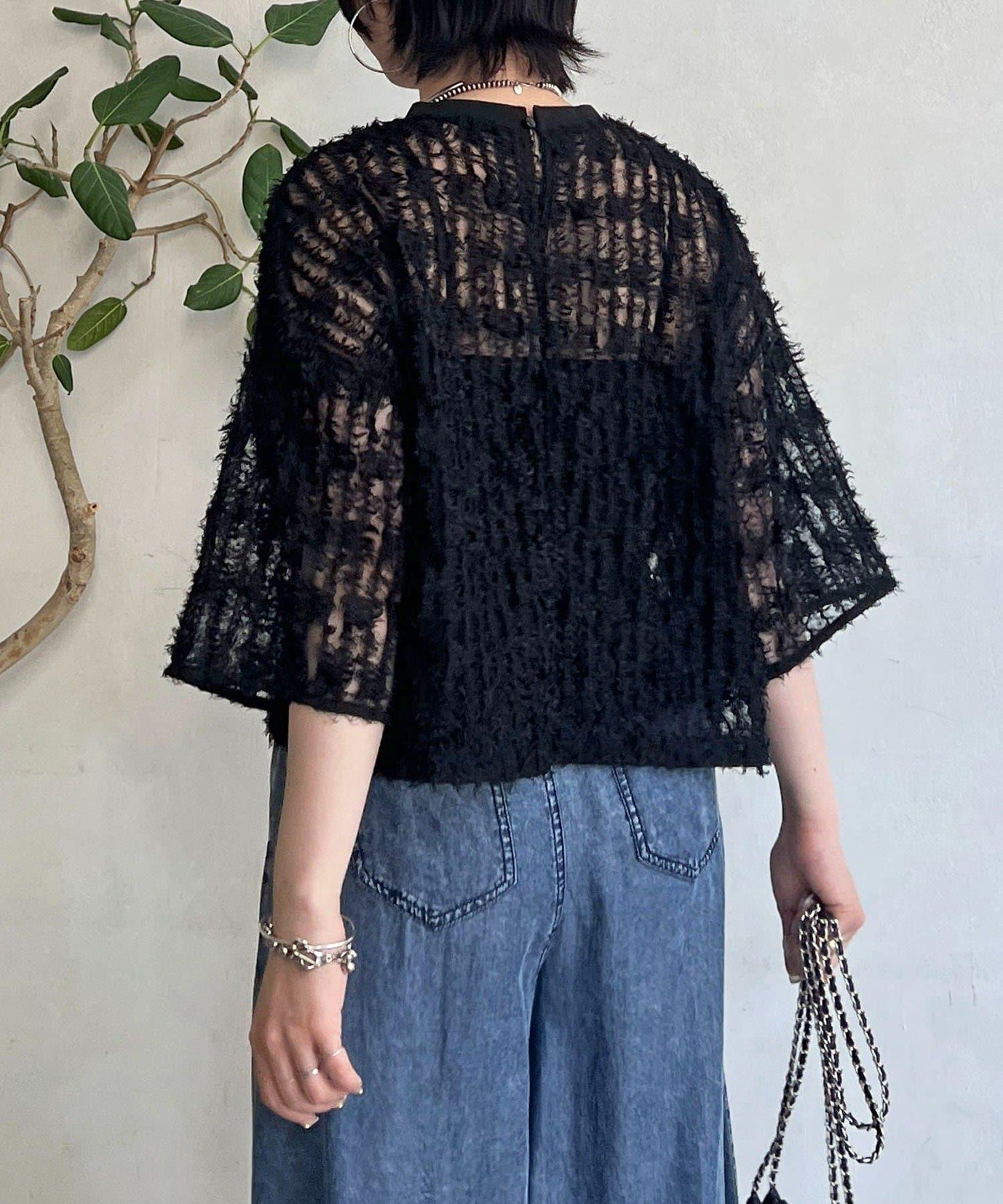 透視流蘇套頭衫