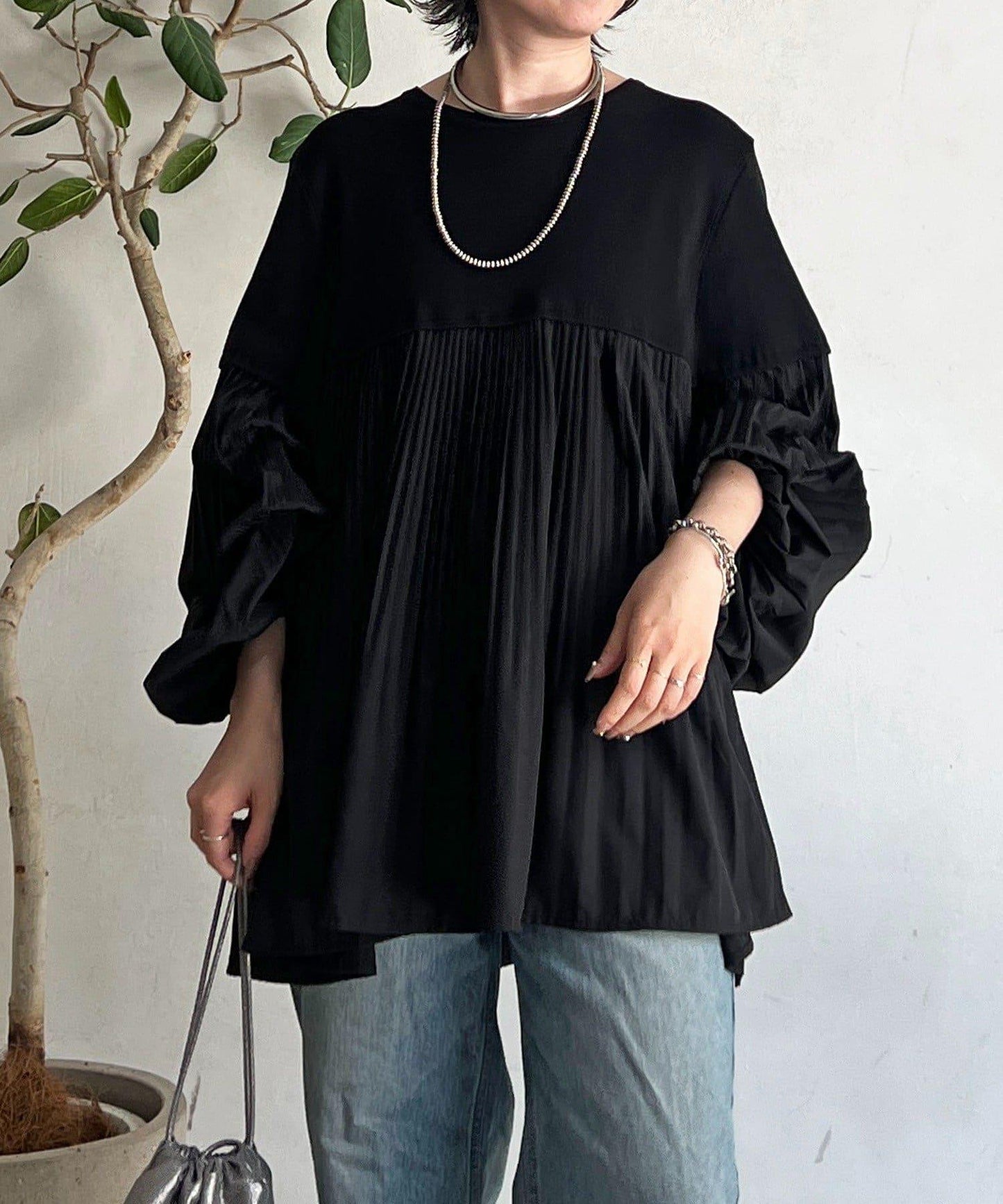 襯衫拼接針織套頭衫