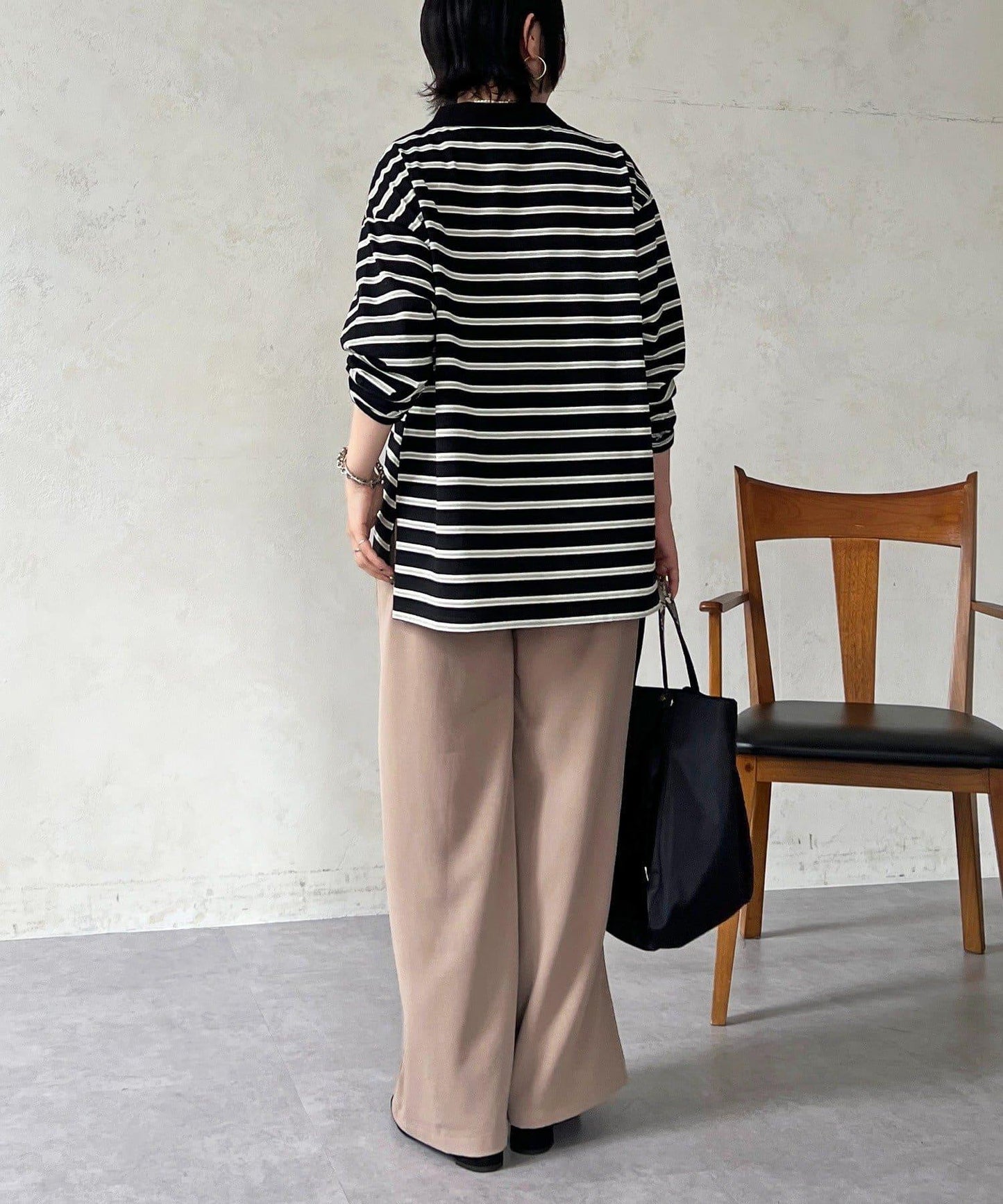 拉鍊條紋長袖套頭衫