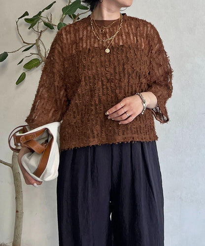 透視流蘇套頭衫